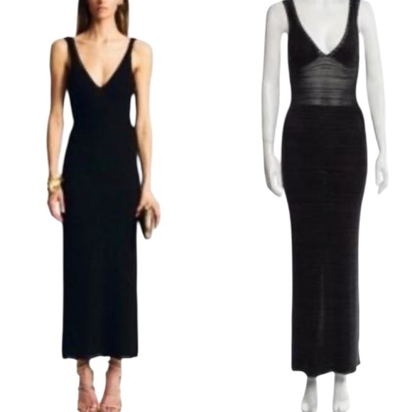 Torn by Ronny Kobo Madi Dress NWT Open-Back Curve Hugging Knit Maxi Dress Black - Picture 11 of 11